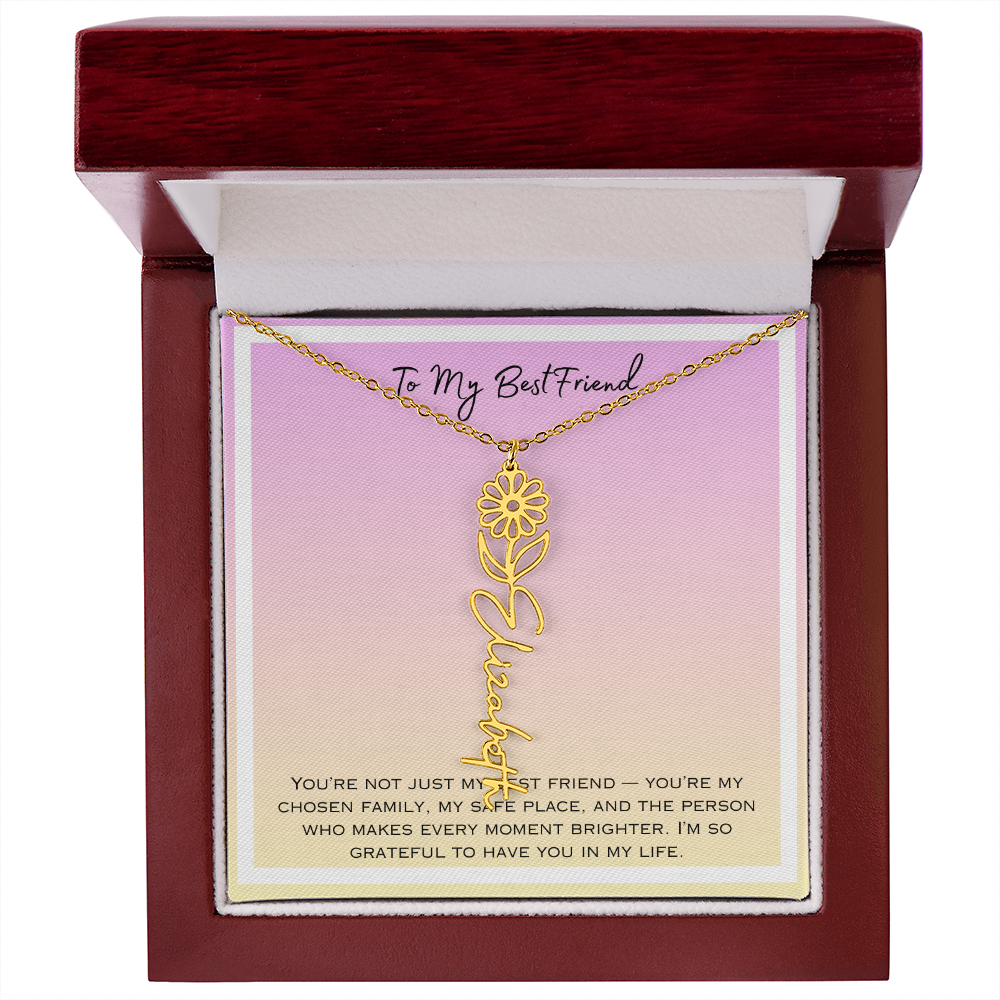 To My Bestfriend Flower Name Necklace