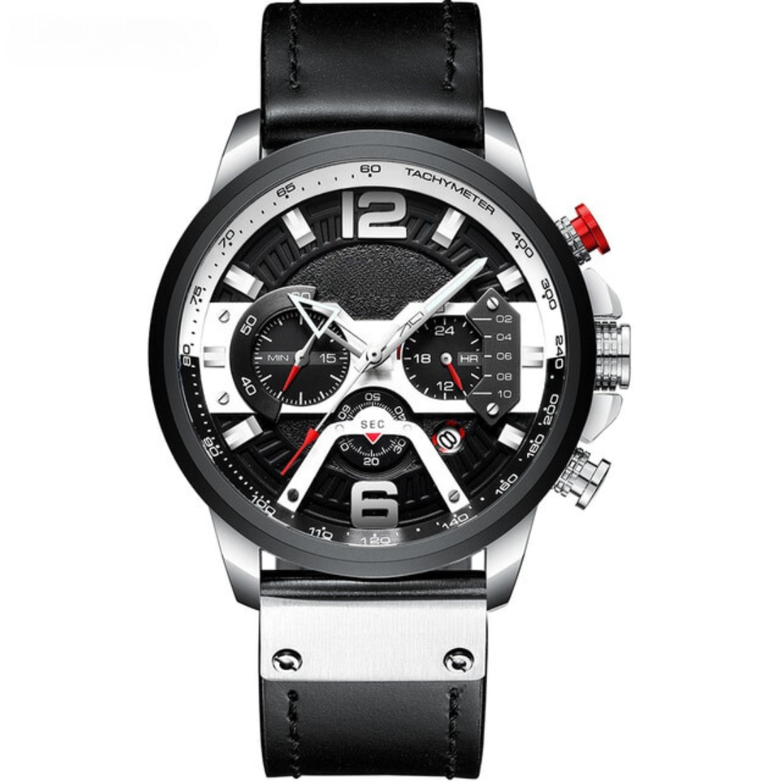 Military Leather Chronograph Wristwatch