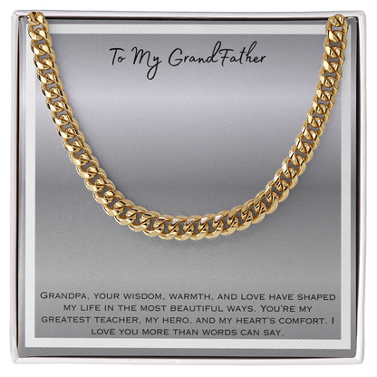 To My Grandfather Cuban Link Chain