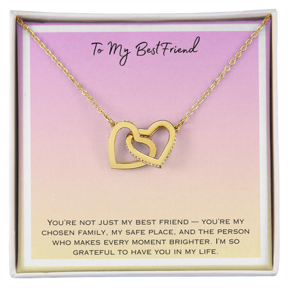 To My Best Friend Interlocking Hearts Necklace