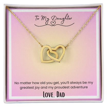 To My Daughter, From Dad Interlocking Hearts Necklace