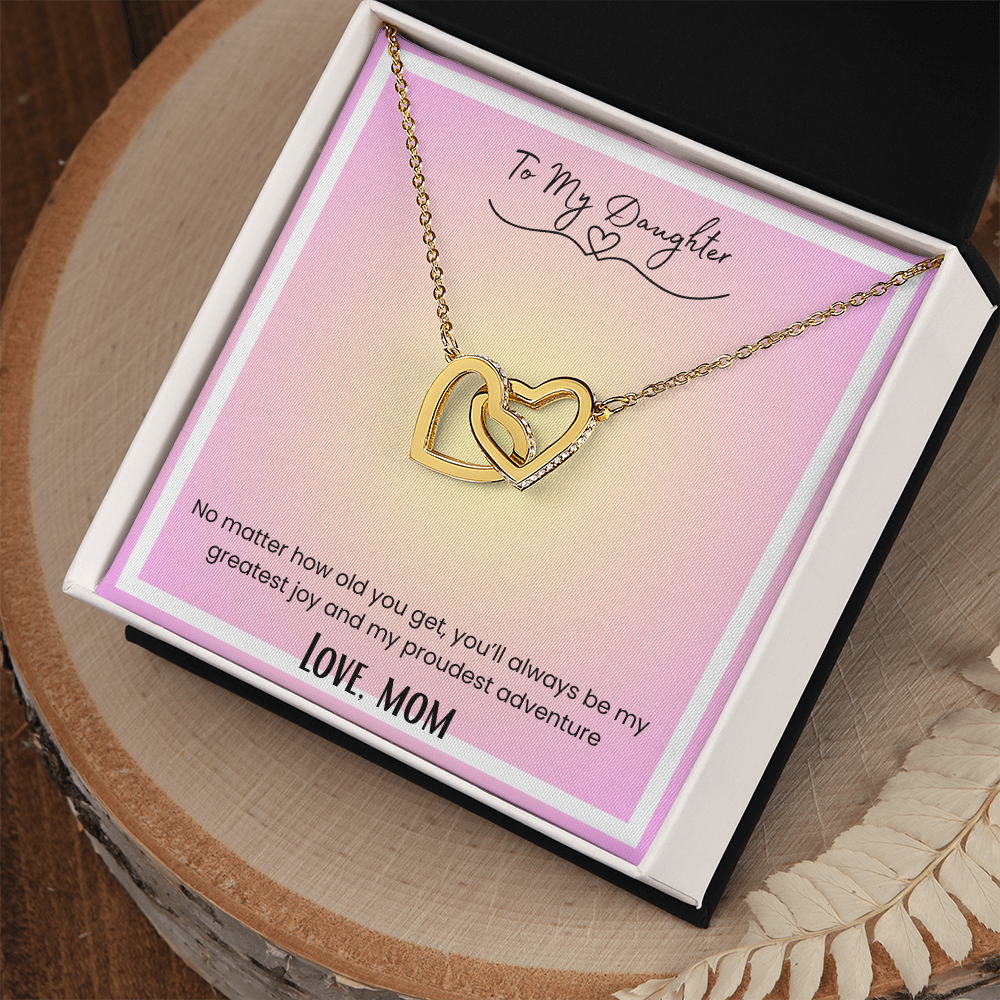To My Daughter, From Mom Interlocking Hearts Necklace