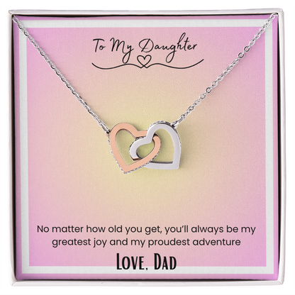 To My Daughter, From Dad Interlocking Hearts Necklace