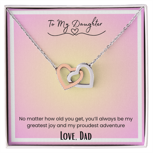 To My Daughter, From Dad Interlocking Hearts Necklace