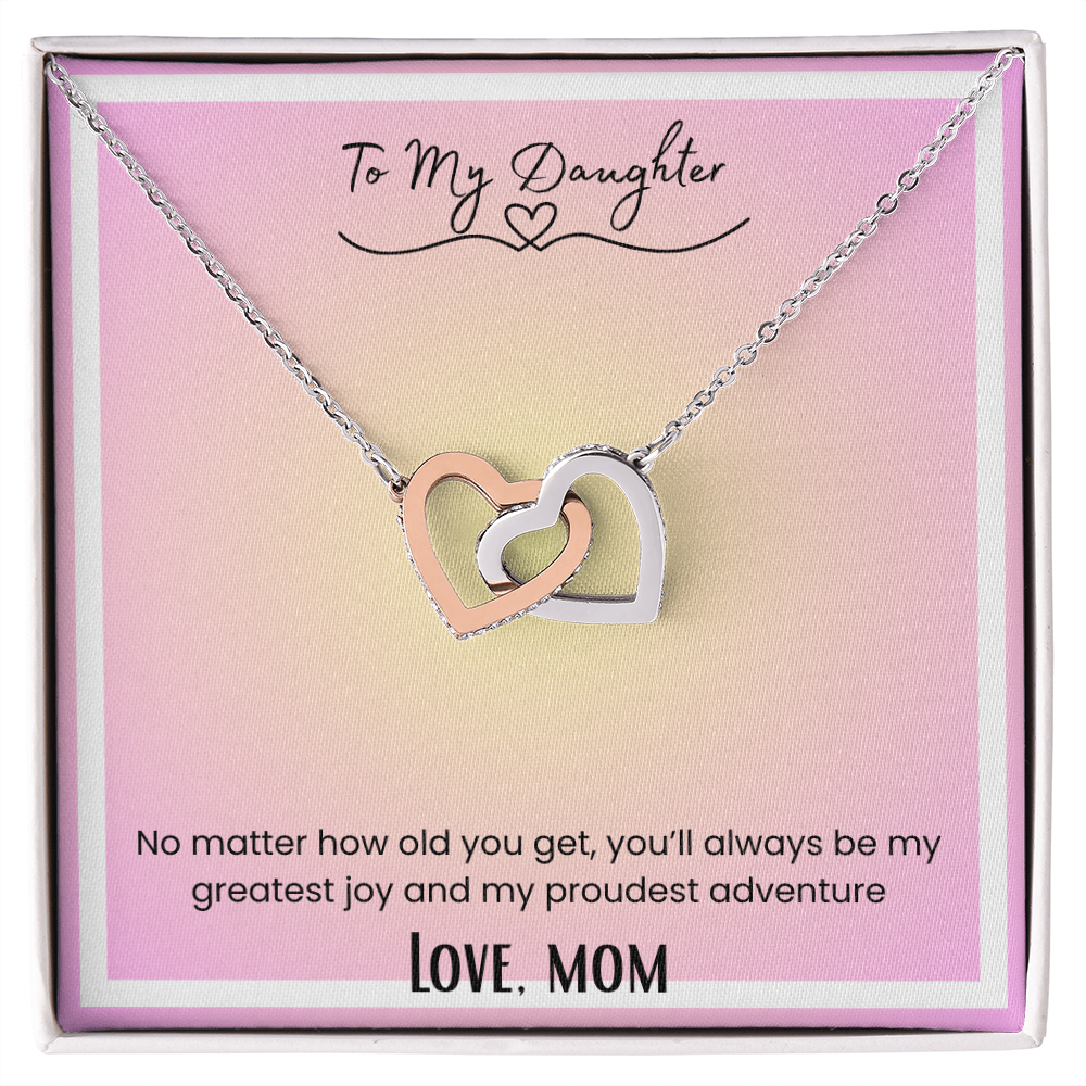 To My Daughter, From Mom Interlocking Hearts Necklace