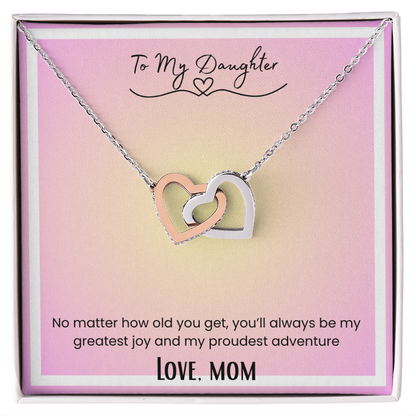 To My Daughter, From Mom Interlocking Hearts Necklace