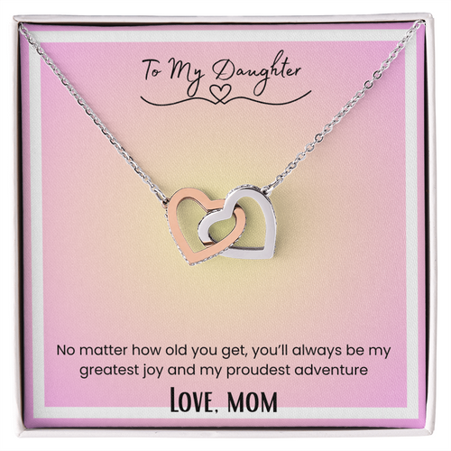 To My Daughter, From Mom Interlocking Hearts Necklace