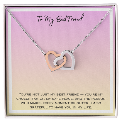 To My Best Friend Interlocking Hearts Necklace