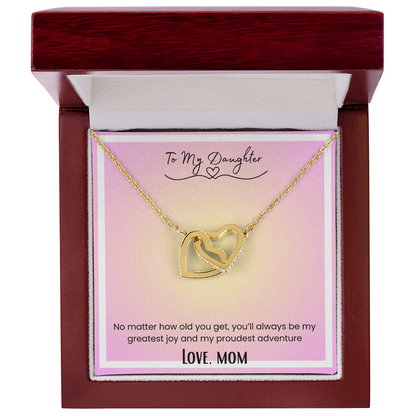 To My Daughter, From Mom Interlocking Hearts Necklace