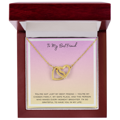 To My Best Friend Interlocking Hearts Necklace