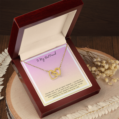 To My Best Friend Interlocking Hearts Necklace