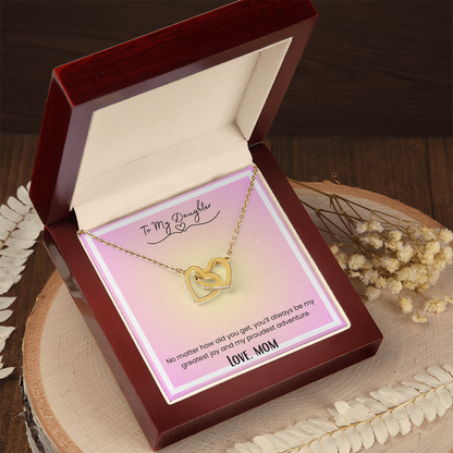 To My Daughter, From Mom Interlocking Hearts Necklace