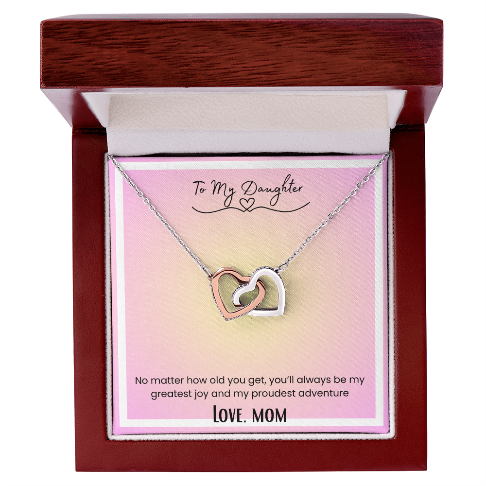 To My Daughter, From Mom Interlocking Hearts Necklace
