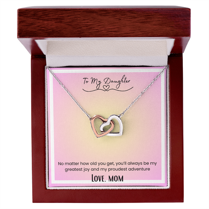 To My Daughter, From Mom Interlocking Hearts Necklace