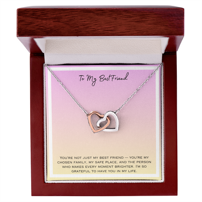 To My Best Friend Interlocking Hearts Necklace