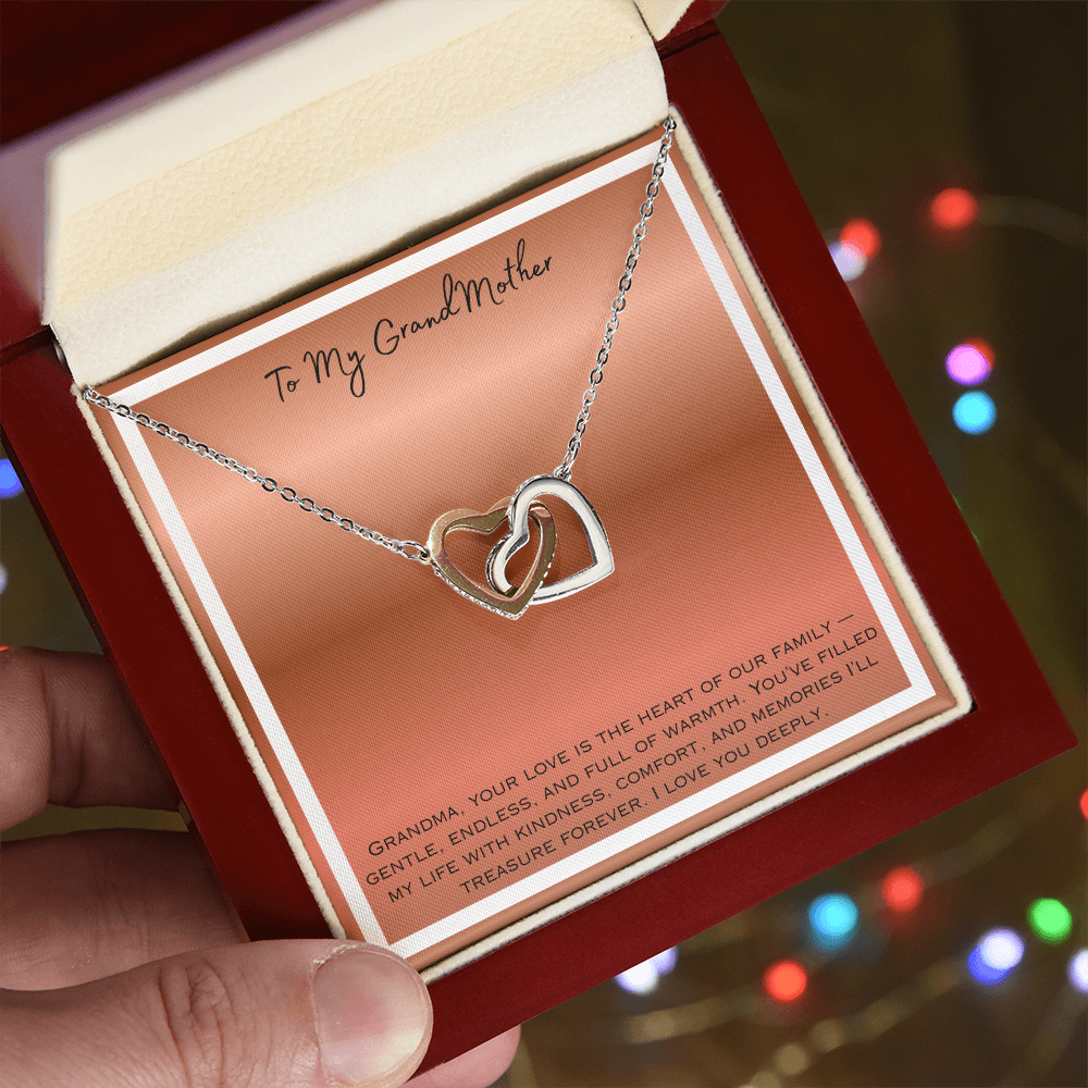 To My Grandmother Interlocking Hearts Necklace
