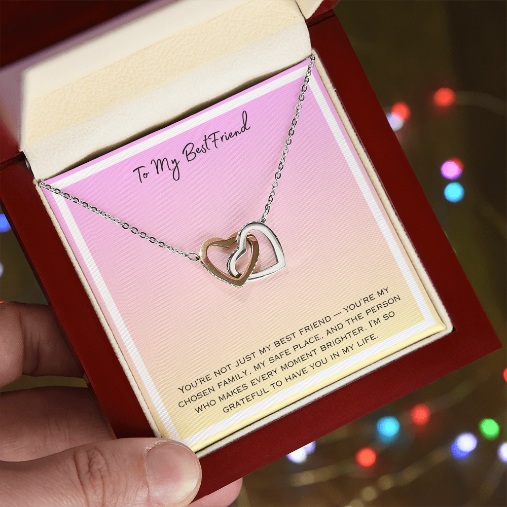To My Best Friend Interlocking Hearts Necklace