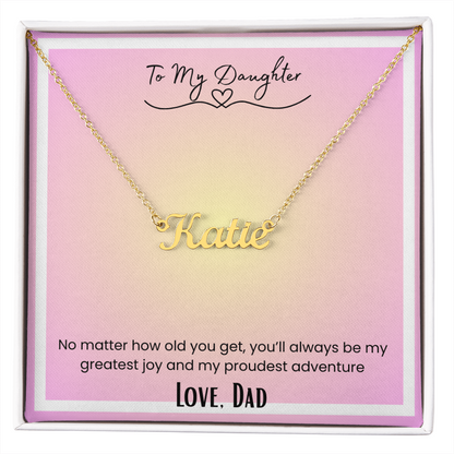 To My Daughter, From Dad Personalized Name Necklace