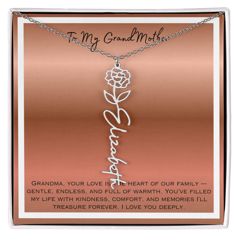 To My Grandmother Flower Name Necklace