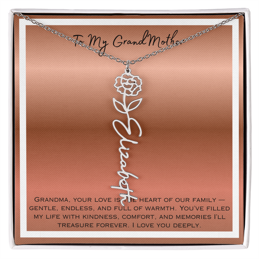 To My Grandmother Flower Name Necklace