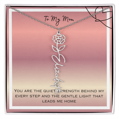To My Mom Flower Name Necklace