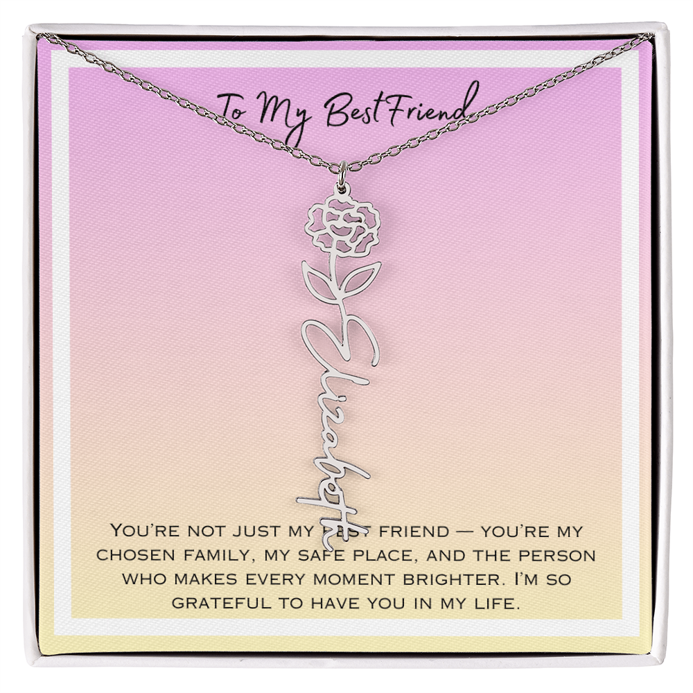 To My Bestfriend Flower Name Necklace