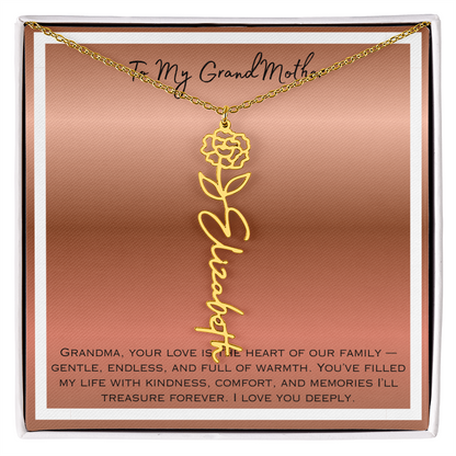 To My Grandmother Flower Name Necklace