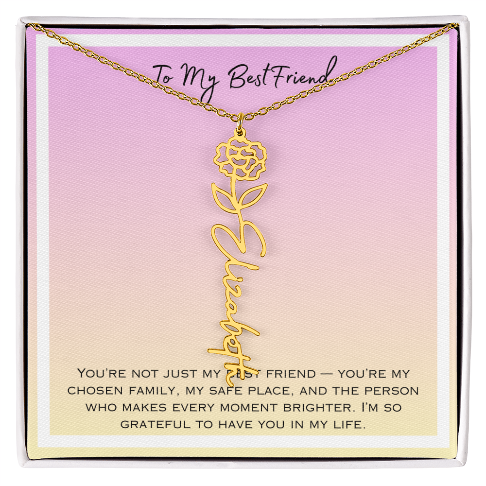 To My Bestfriend Flower Name Necklace