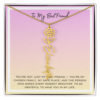 To My Bestfriend Flower Name Necklace