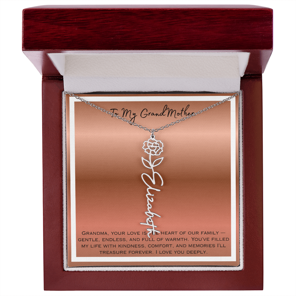 To My Grandmother Flower Name Necklace