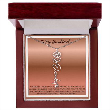 To My Grandmother Flower Name Necklace