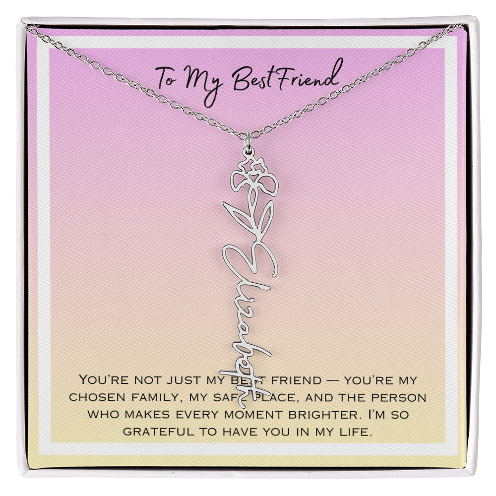 To My Bestfriend Flower Name Necklace