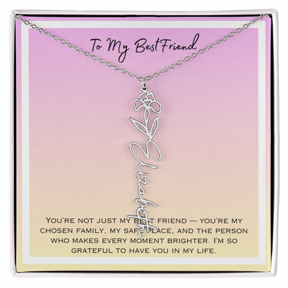 To My Bestfriend Flower Name Necklace