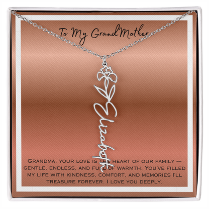 To My Grandmother Flower Name Necklace