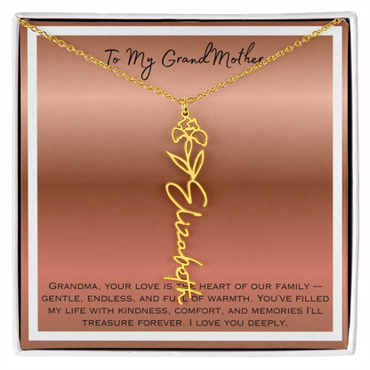 To My Grandmother Flower Name Necklace