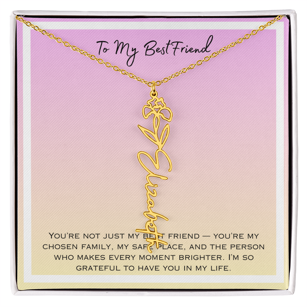To My Bestfriend Flower Name Necklace