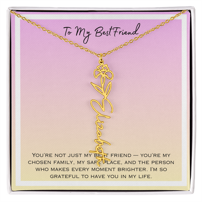 To My Bestfriend Flower Name Necklace