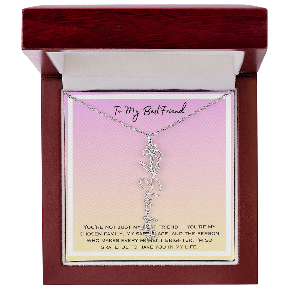 To My Bestfriend Flower Name Necklace