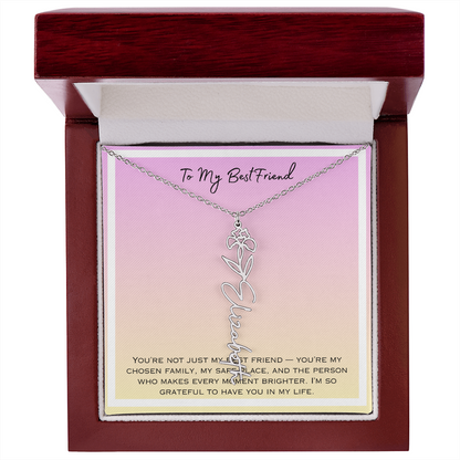 To My Bestfriend Flower Name Necklace