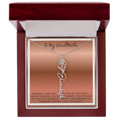 To My Grandmother Flower Name Necklace