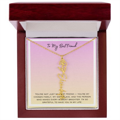 To My Bestfriend Flower Name Necklace