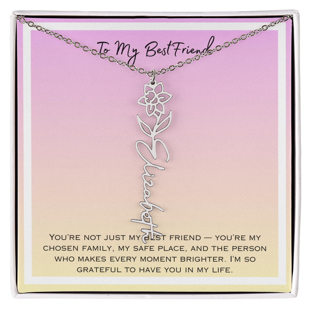 To My Bestfriend Flower Name Necklace