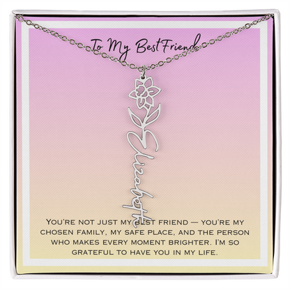 To My Bestfriend Flower Name Necklace