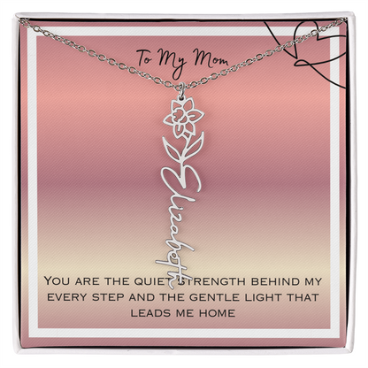 To My Mom Flower Name Necklace