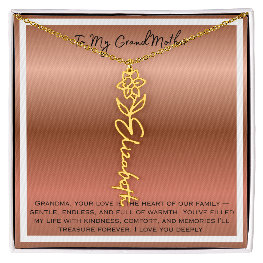 To My Grandmother Flower Name Necklace