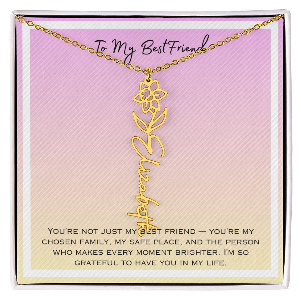 To My Bestfriend Flower Name Necklace