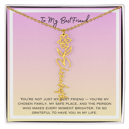 To My Bestfriend Flower Name Necklace