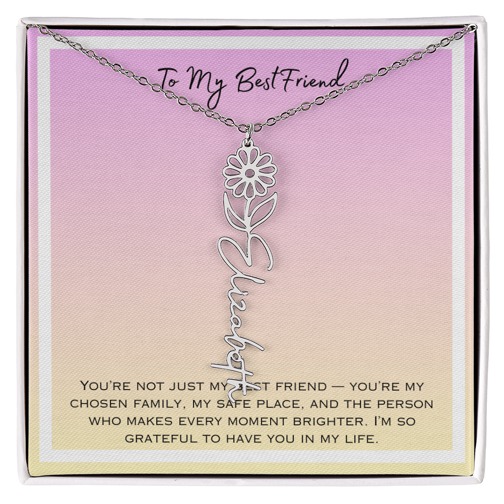 To My Bestfriend Flower Name Necklace