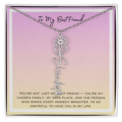 To My Bestfriend Flower Name Necklace
