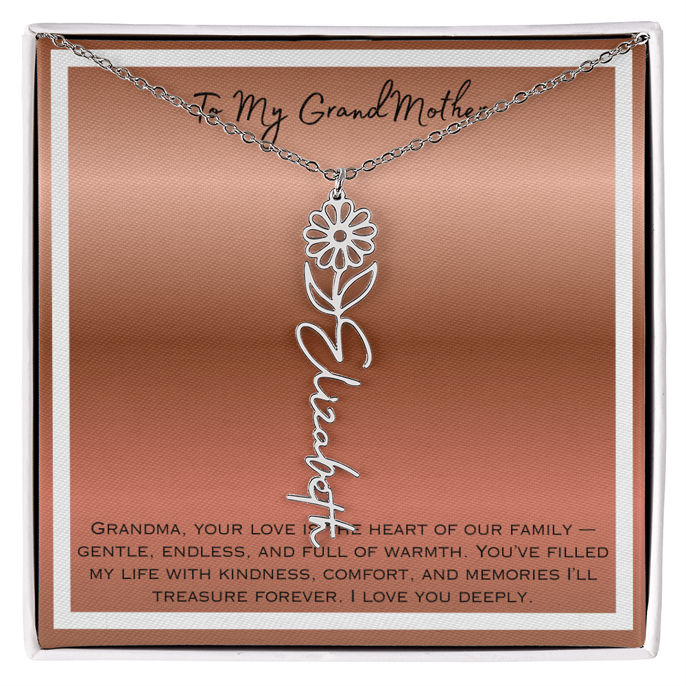 To My Grandmother Flower Name Necklace